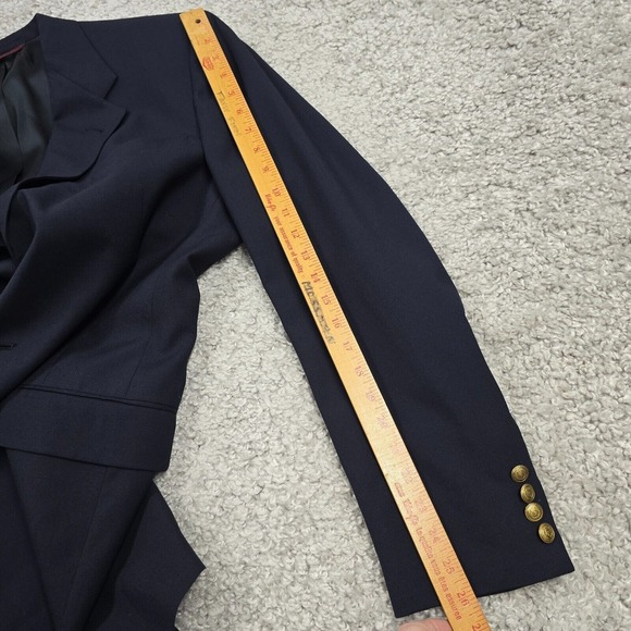 Hart Schaffner Marx Blazer‎ Mens 42L Blue 3 Button Wool Coat Jacket Business - Picture 15 of 16